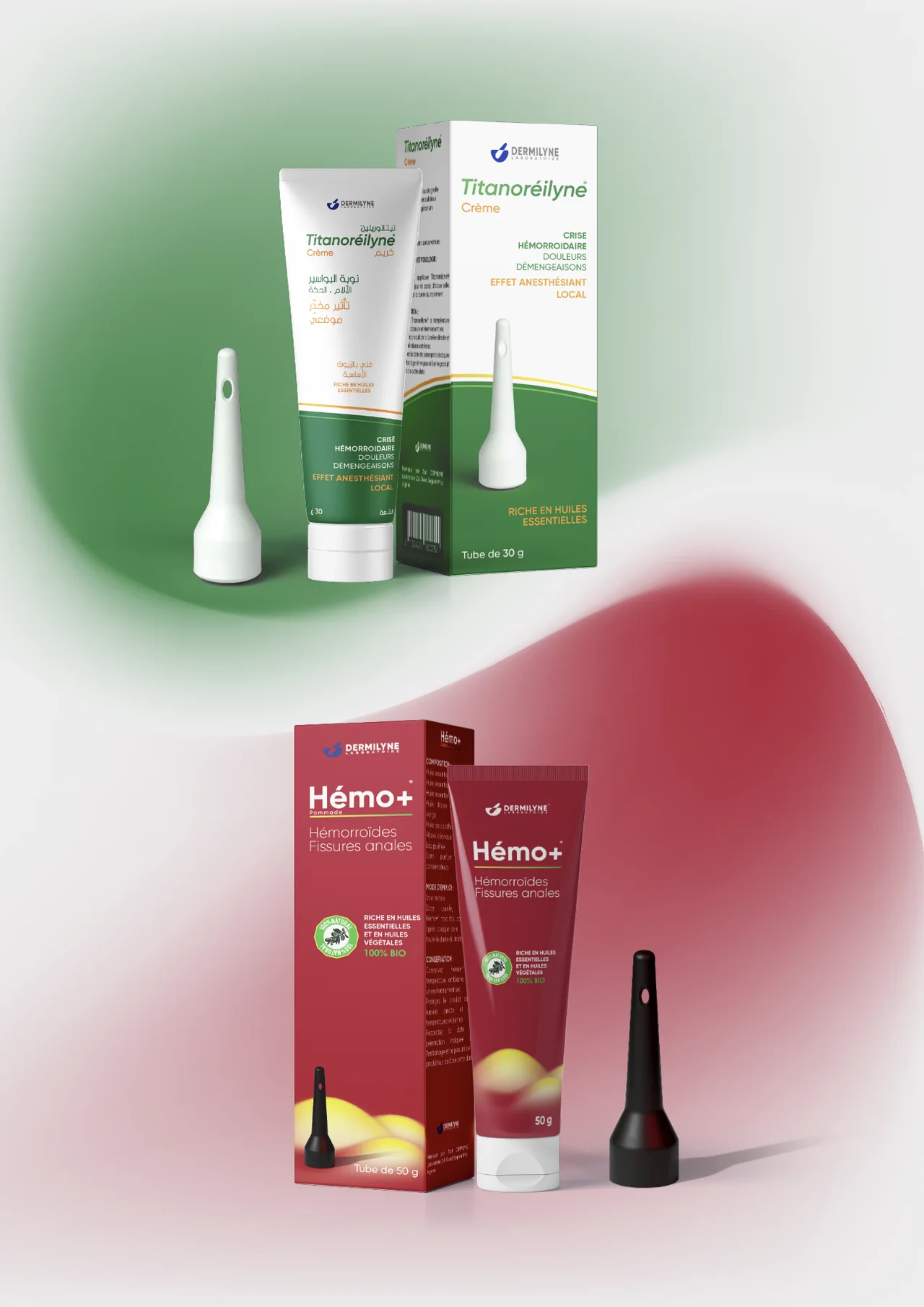 Dermilyne — Titanoréilyne and Hémo+, two products of one laboratory built to different rules