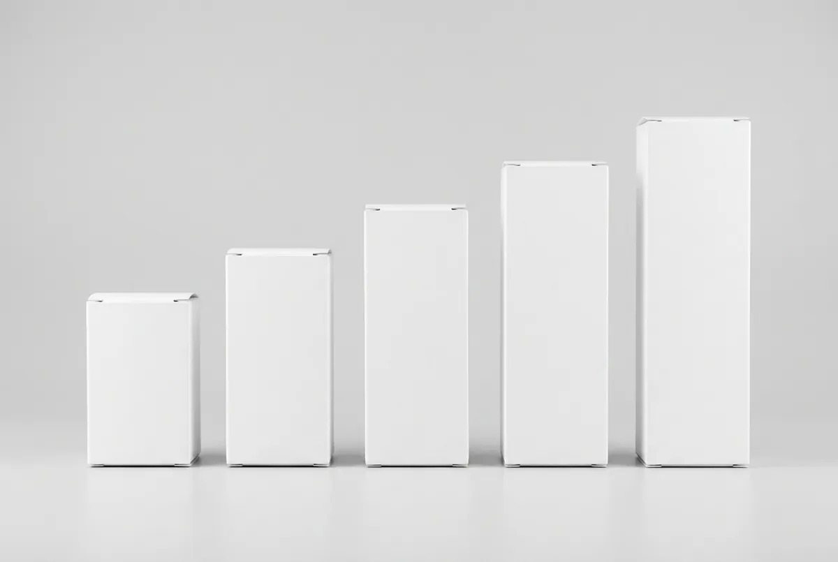 The five-SKU packaging range, shown together